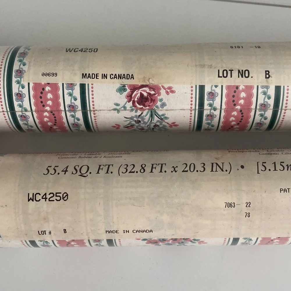 Vintage Borden Wallpaper Vinyl Coated 2 Double rolls